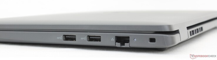 Po prawej: 2x USB-A 3.2 Gen. 1, Gigabit RJ-45, blokada w kształcie klina