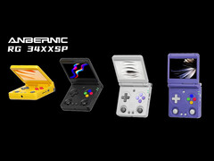 Anbernic będzie oferować RG34XX SP w czterech opcjach kolorystycznych, z których żadna nie ma półprzezroczystego wykończenia. (Źródło zdjęcia: Anbernic)