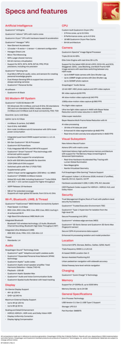 Snapdragon 8 Elite Extreme Gen 6: Dane techniczne