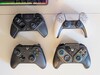 Victrix Pro BFG Reloaded (u góry po lewej), DualSense (u góry po prawej), kontroler bezprzewodowy Xbox (u dołu po lewej), Turtle Beach Stealth Pivot (u dołu po prawej)