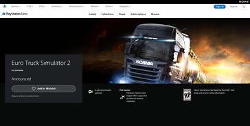 Euro Truck Simulator 2 w PlayStation Store (źródło obrazu: PlayStation)