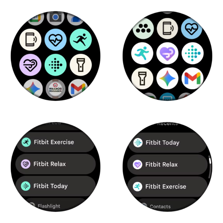 Stare (po lewej) i nowe (po prawej) ikony aplikacji Fitbit dla WearOS. (Źródło obrazu: Android Police, edytowane)