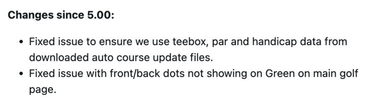 Dziennik zmian oprogramowania systemowego 5.10 dla smartwatcha Garmin Approach S12. (Źródło obrazu: Zrzut ekranu z postu na forum Garmin)