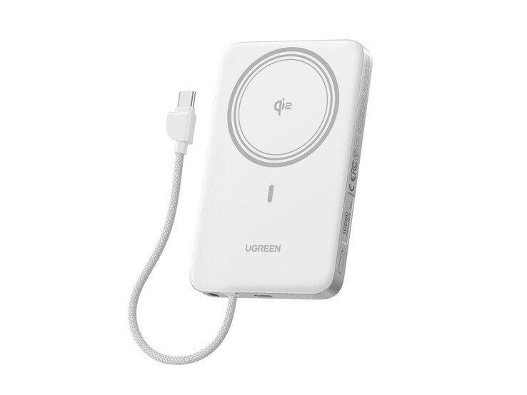 Ugreen MagFlow Air Qi2 Ultra-Slim Magnetic Power Bank w kolorze białym