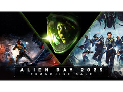 Obraz promocyjny Alien Day 2025 na Steam, przedstawiający okładki z Alien Isolation, Aliens Dark Descent i Alien Rogue Incursion. (Źródło obrazu: Steam)