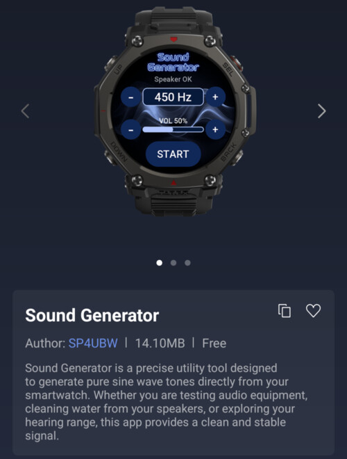 Aplikacja Sound Generator Mini dla smartwatchów Amazfit