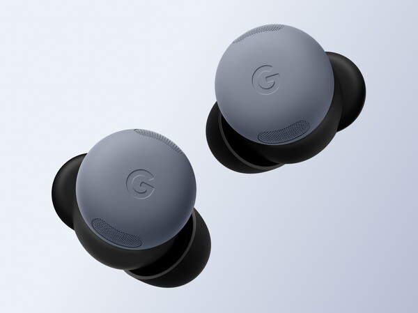 Pixel Buds Pro 2 w kolorze Moonstone z dopasowaną siatką blokującą wiatr. (Źródło zdjęcia: Google)