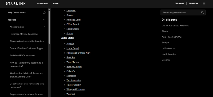 Amazon wymieniony jako autoryzowany sprzedawca Starlink (Źródło obrazu: Starlink)