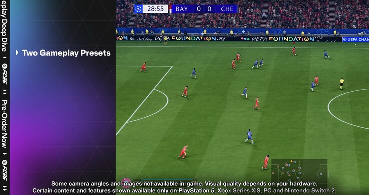 Zwiastun rozgrywki EA Sports FC 26 grupujący Switch 2 z innymi konsolami obecnej generacji (źródło obrazu: zrzut ekranu, EA Sports FC YouTube)