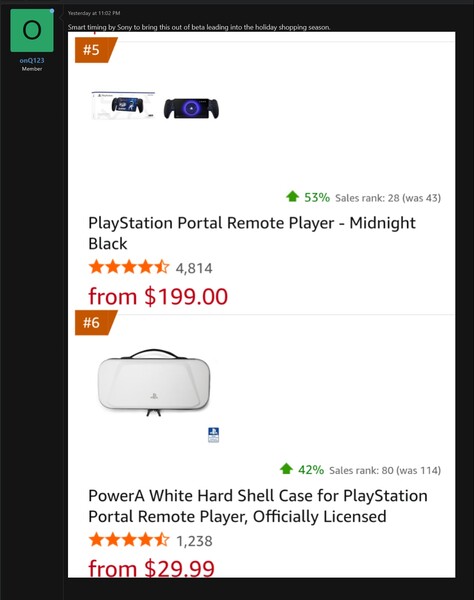 Sprzedaż PlayStation Portal na Amazon (źródło obrazu: zrzut ekranu, forum onQ123@NeoGaf)