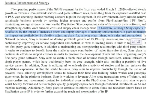 Sprawozdanie finansowe firmy Sony zawierające szczegółowy opis strategii sprzedaży konsol