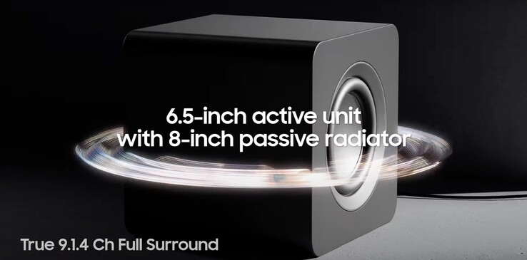 Subwoofer wyposażony jest w 6,5-calowy przetwornik z 8-calowym pasywnym radiatorem. (Źródło zdjęcia: Samsung(