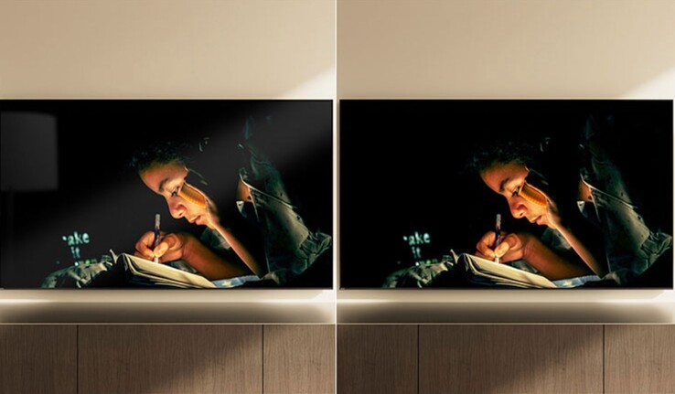 Ilustrujący przykład folii antyrefleksyjnej i przeciwodblaskowej Immersive Black Screen Pro (R) zastosowanej w telewizorach HD Bravia 9 II.