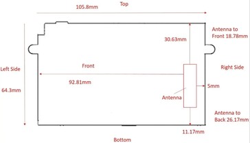 Szkic wymiarów półklatkowego aparatu kompaktowego Fujifilm. (Źródło obrazu: FCC)