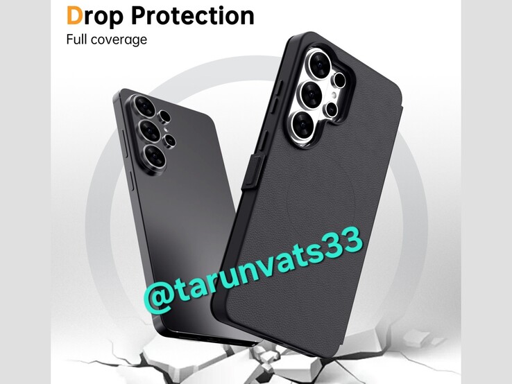 Makieta przedstawiająca czarny wariant Galaxy S26 Ultra (po lewej) i etui w stylu książki (po prawej). (Źródło zdjęcia: Tarun Vats on X)