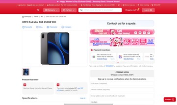 Oferta Oppo Pad Mini w CellphoneS obejmuje tylko jedną konfigurację: 8GB pamięci RAM i 256GB pamięci wewnętrznej