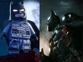 Grafika promocyjna dla Lego Batman: Legacy of the Dark Knight obok tej samej dla Batman: Arkham Knight
