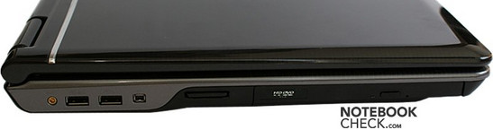 lewy bok: gniazdo antenowe, 2x USB, FireWire, czytnik kart pamięci, napęd optyczny