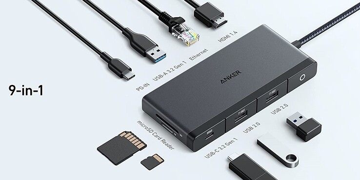 Hub USB-C Anker 552 (9-w-1, 4K HDMI) (źródło obrazu: Anker)
