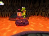 Croc Legend of the Gobbos - zrzut ekranu przedstawiający Croca przeskakującego nad lawą