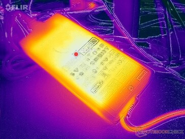 Zasilacz AC może osiągnąć temperaturę ponad 44 C podczas pracy z wymagającymi obciążeniami