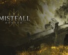 Grafika tytułowa gry „Mistfall Hunter”, przedstawiająca mroczny świat fantasy Gyldenmist.