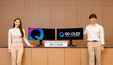 Ostry panel V-Stripe QD-OLED firmy Samsung z częstotliwością odświeżania 360 Hz. (Źródło zdjęcia: Samsung Display)