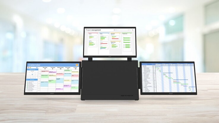Przenośny monitor Acer PD163Q-P3 z trzema ekranami można również zamontować za pomocą uchwytu VESA. 
