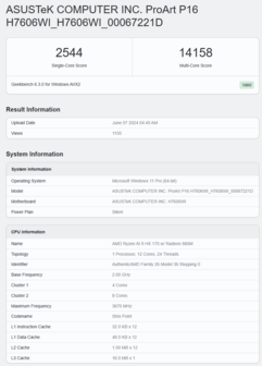 Wynik karty graficznej Radeon 890M w Geekbench 6 OpenCL w Asus ProArt P16. (Źródło: Geekbench)