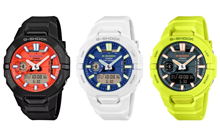 Od lewej do prawej: zegarki Casio G-Shock GBA950-1A4, GBA950-7A2 i GBA950-9A3