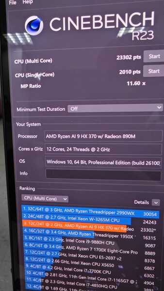 Wynik AMD Ryzen AI 9 HX 370 w Cinebench R23 (źródło obrazu: HXL on X)