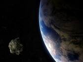 Ilustracja artysty przedstawiająca asteroidę w pobliżu Ziemi.