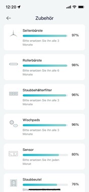Oddzielna strona przeglądu pokazuje, kiedy niektóre części wymagają wymiany. (Źródło obrazu: Notebookcheck)