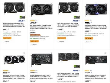Cena RTX 5060 Ti 16 GB na Newegg. (Źródło zdjęcia: Newegg)