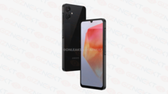 Rendery przedstawiają Samsunga Galaxy A06 z gładkim, błyszczącym wykończeniem z tyłu. (Źródło: @OnLeaks x GizNext)