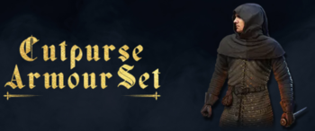 Zestaw zbroi Cutpurse zawiera rękawy, przeszywanicę, rękawice, kaptur, wąż i buty. Źródło obrazu: Warhorse Studios)