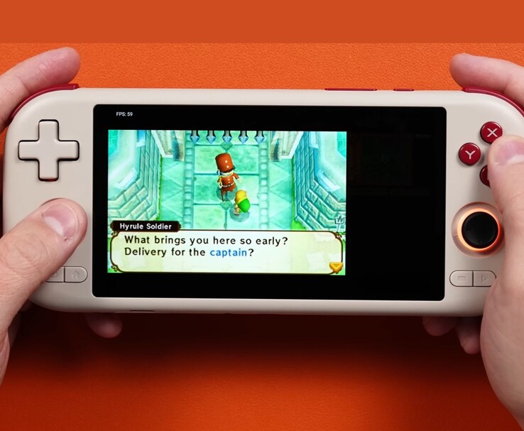 Handheld Mangmi Air X uruchamiający grę The Legend of Zelda: A Link Between Worlds na emulatorze 3DS. (Źródło zdjęcia: Joey's Retro Handhelds)