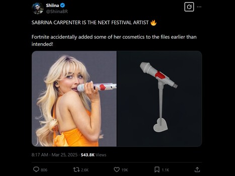 Wyciek mikrofonu Fortnite Sabrina Carpenter (źródło obrazu: zrzut ekranu, konto ShiinaBR X)