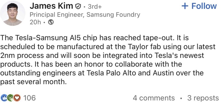 Układ Samsung Tesla AI5