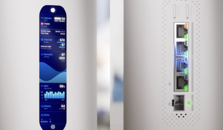 Router posiada wyświetlacz i liczne porty (źródło obrazu: Ubiquiti Networks)