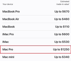 Wartość handlowa Mac Pro. (Źródło obrazu: Apple)