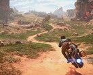 Obraz przedstawiający Kay Vess na jej speederze w Star Wars Outlaws.