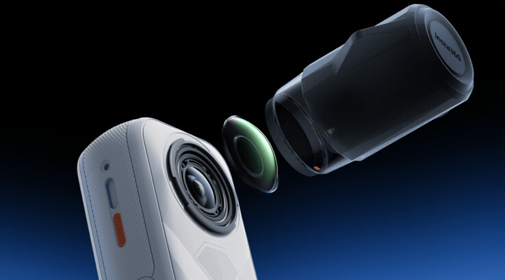 Insta360 X5 Satin White Limited Edition obsługuje wymienne obiektywy, w przeciwieństwie do DJI Osmo 360. (Źródło zdjęcia: Insta360)