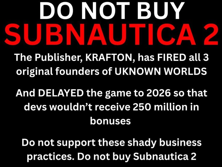 Fani na subreddicie Subnautica proszący o bojkot. (Źródło obrazu: Specialist-Target461 na Reddit)