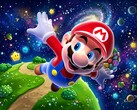 mario 3D latający na tle Super Mario Galaxy