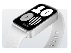 Redmi Band 4 kosztuje około 25 dolarów. Na zdjęciu: edytowana grafika promocyjna przedstawiająca białą wersję kolorystyczną.
