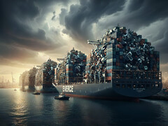 747 000 ton e-odpadów zostało poddanych recyklingowi w Niemczech w celu pozyskania cennych surowców. Odpowiada to ogromnej pojemności ładunkowej siedmiu największych kontenerowców na świecie. (Zdjęcie: Google Gemini AI)