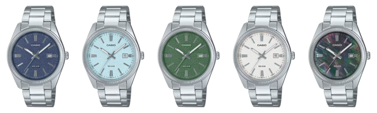 Od lewej do prawej: zegarki Casio MTP-1302DA-2A1V, MTP-1302DA-2A2V, MTP-1302DA-3AV, MTP-1302DA-7AV i MTP-1302DS-1AV. (Źródło zdjęcia: Casio)