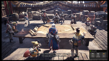 Na zdjęciu: Stosunkowo wyraźny zrzut ekranu pokazujący FPS strumienia Monster Hunter World (Źródło obrazu: zrzut ekranu zrobiony dzięki uprzejmości natywnej aplikacji Nvidii)