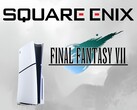 Logo Square Enix i Final Fantasy 7 obok PS5 (źródło obrazu: Square Enix, Sony PlayStation)